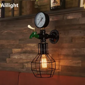 

Retro Loft Style Iron Cage Water Pipe Wall Lamp Edison Sconces Industrial Vintage Wall Light Fixtures for Home Indoor Lighting