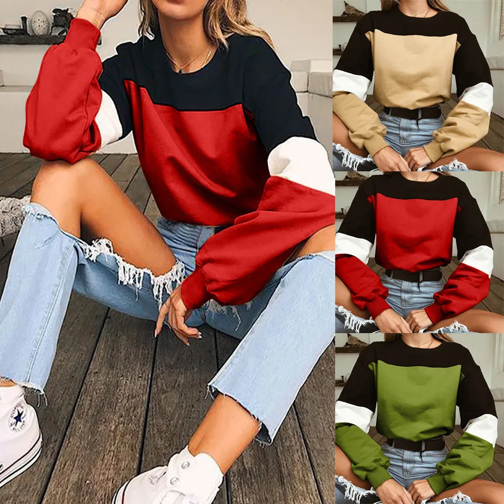 

DAYIFUN Fashion Women Autumn Sweatshirt Women Casual Long Sleeves Pullover Top Blouse Female Sweatshirt 7317