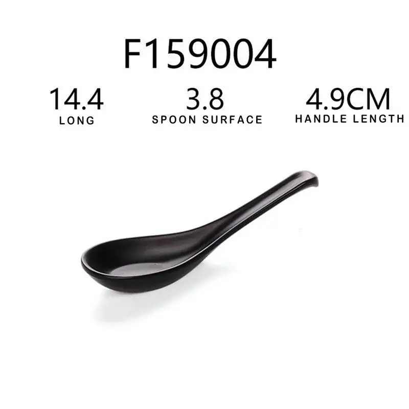 Imitation Ceramic Melamine Ramen Soup Bowl Black Matt Plastic Spoon Ladle et Restaurant Tableware Supplies plastic disposable spoon