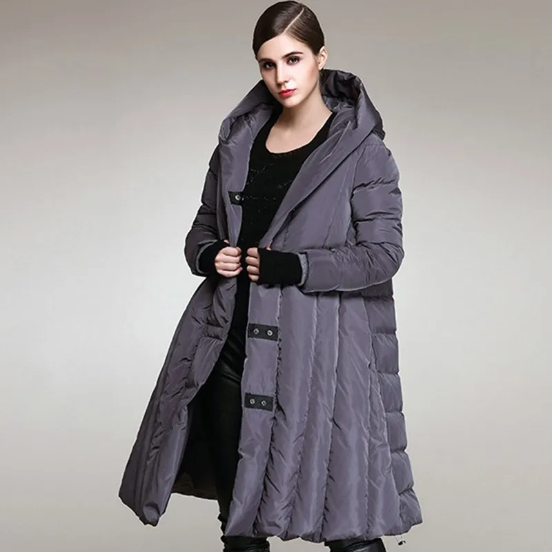Повседневная зимняя куртка для женщин, новая модная юбка, парка, свободный, плюс размер, уплотненный пуховик, пальто, сохраняющее тепло, длинное пуховое пальто для женщин, L219