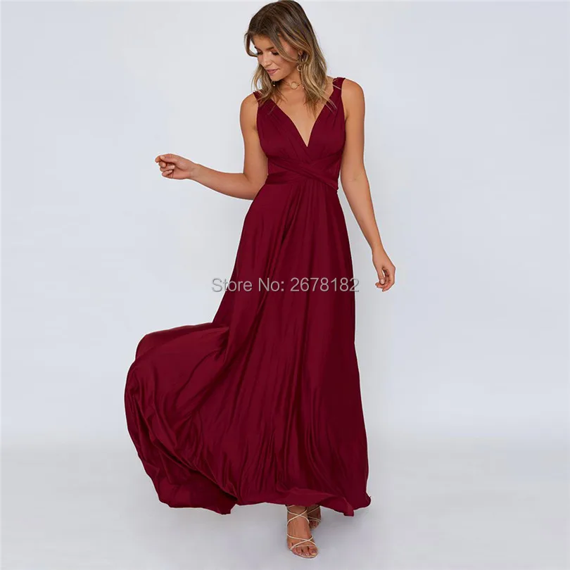 

Women Multiway Wrap Convertible Bandage Long Dress with Boho Maxi Infinity Robe Longue Femme for Party Bridesmaids