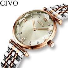 CIVO Fashion Girl Watch Luxury Crystal Silver Steel Dress Ladies Watches Waterproof Womens Bracelet Wristwatch Clock