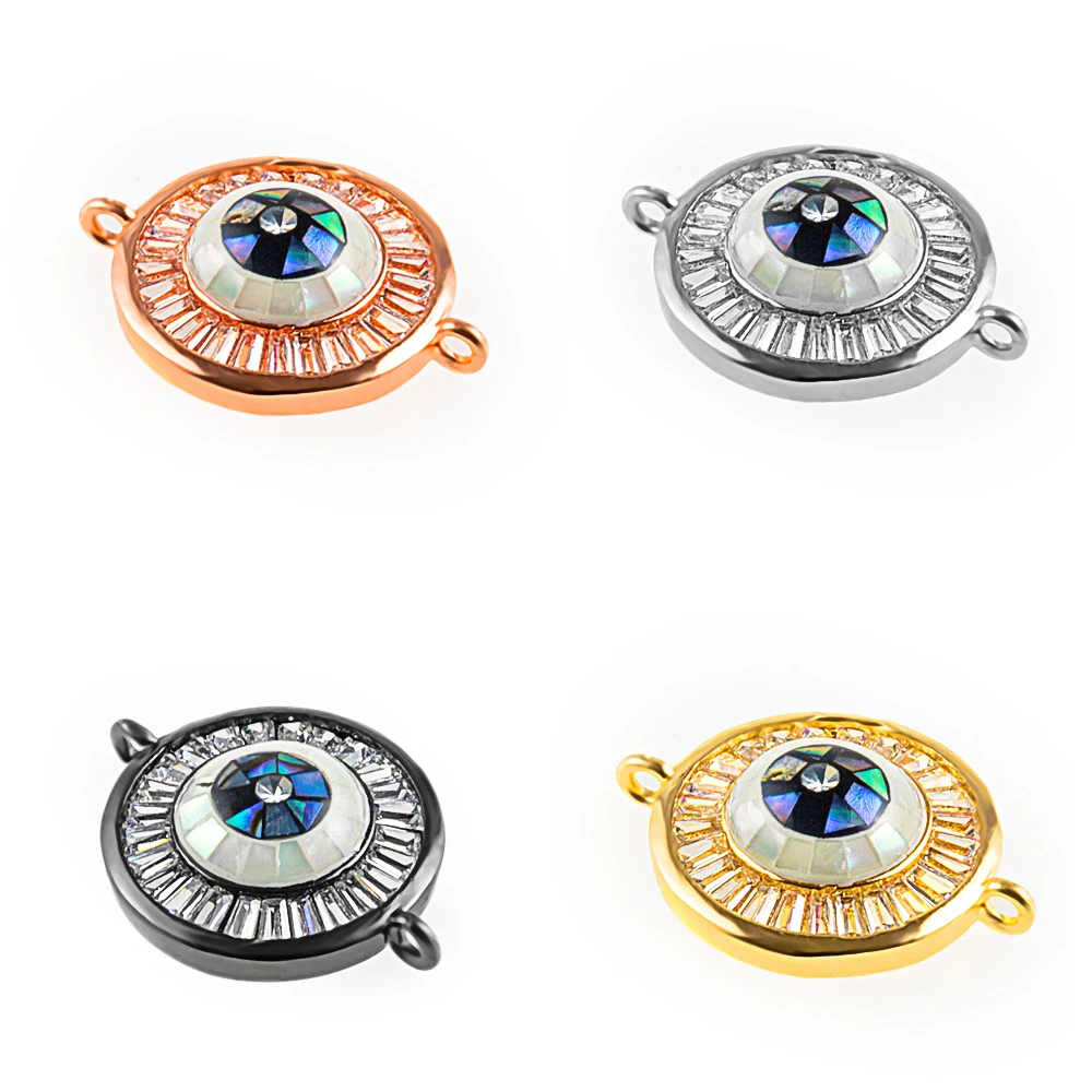 

20*15mm Round High Quality DIY Bracelet Jewelry Accessories Making Necklace Pendant Connector Copper Zirconia Miro Pave Cz Hole