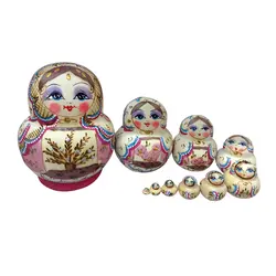 10 шт деревянная кукла-матрешка розовый деревянный русская матрешка куклы подарок Матрешка ручной ремесел для рождественские подарки для