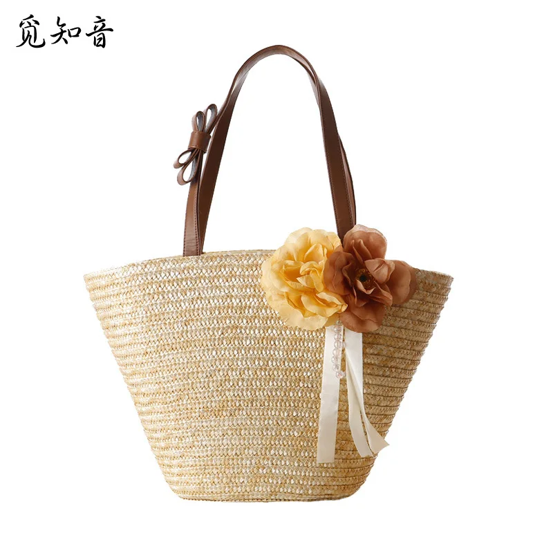 

Women Straw Bags Ins Popular Female Handbag Summer Beach Bag Lady Large Knitted Shoulder Bag Fashion Shopping Tote Bolsa Ss3112