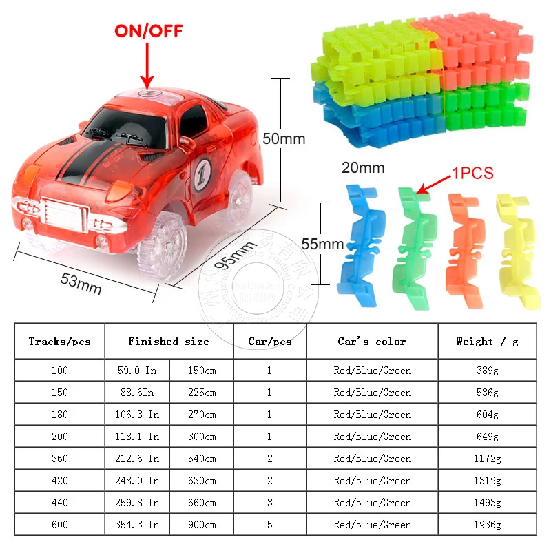 Magical Track Cars LED Light Electronics Car Tracks Toy Cars Parts Car Rail Race Track Children 2