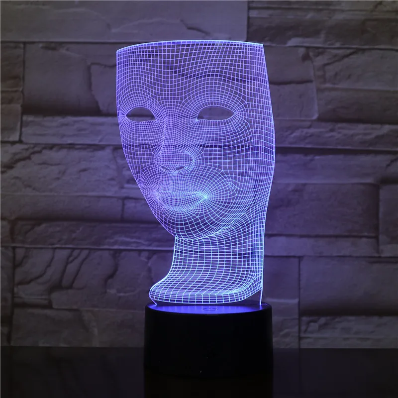 

3D Светодиодная настольная лампа, модель маски, цветной градиентный USB-светильник для сна, прикроватный 3d ночсветильник, домашний декор, Прямая поставка 2467