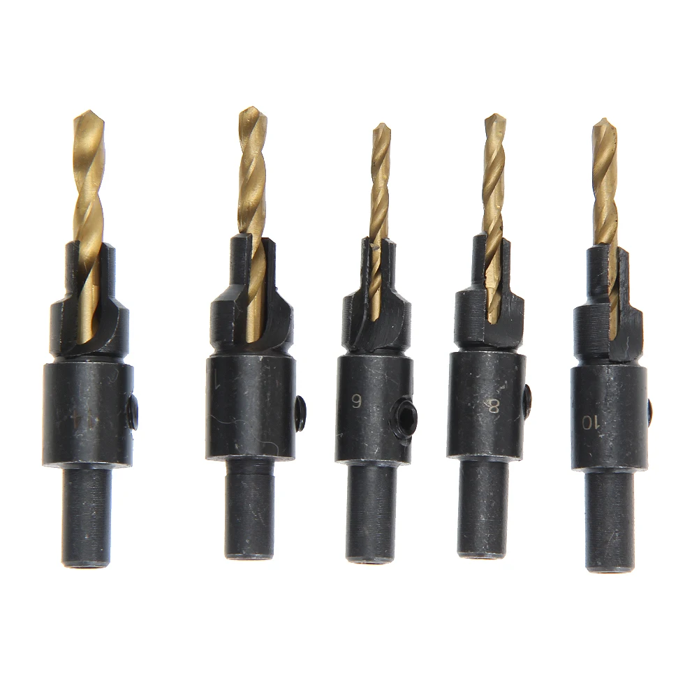 5pcs Countersink Drill Woodworking Drill Bit Set Drilling Pilot Holes