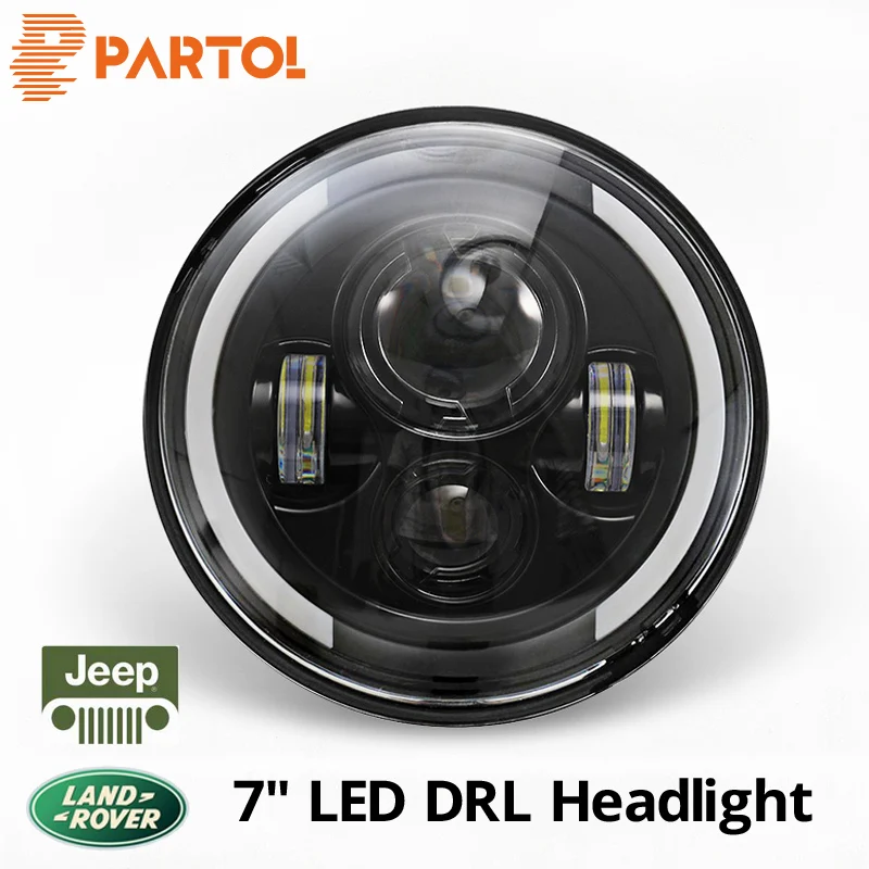 

Partol 7 inch 60W LED Headlight Car Driving Light Hi/Lo DRL 6500K 12V For Jeep CJ Wrangler Land Rover Truck 4x4 off-road vehicle