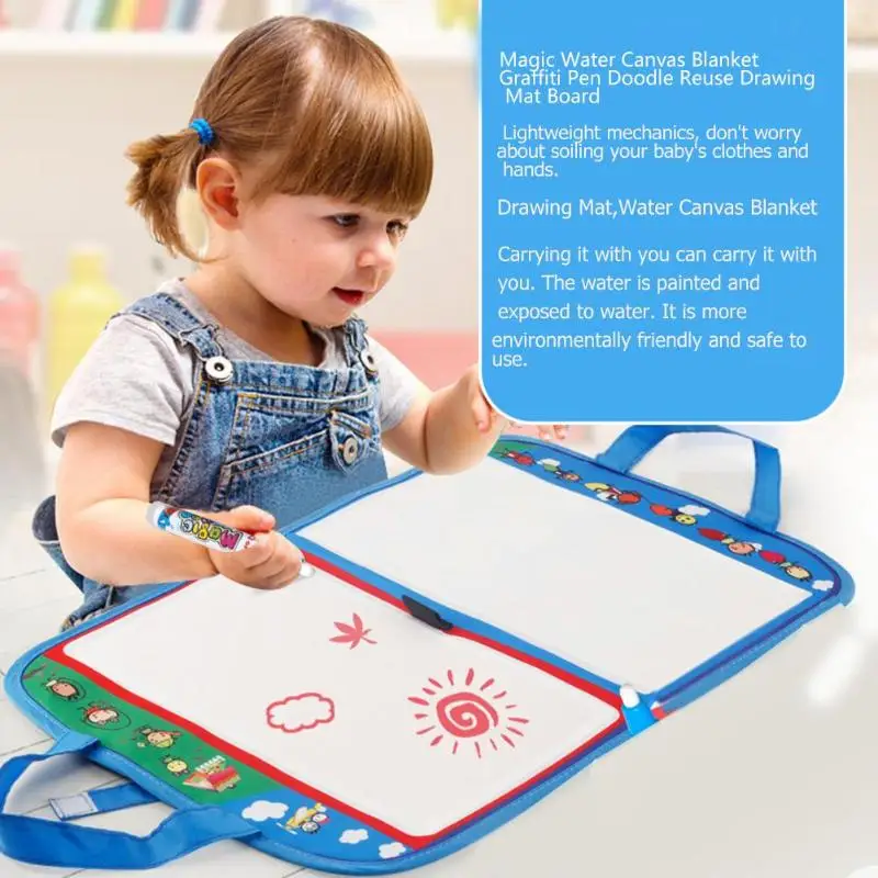 

Drawing Toys Set Magic Water Canvas Blanket Graffiti Pen Doodle Reuse Drawing Mat Board for Children Gift
