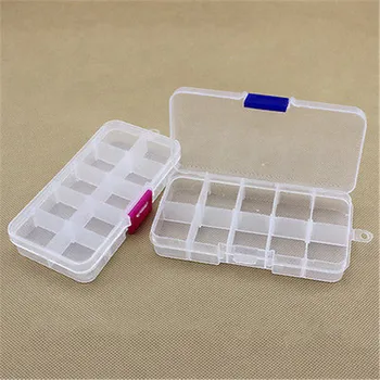 

10 Slots Adjustable Plastic Storage Box Transparent Rectangle Case Organizer Boxes Beads Earring Jewelry Container