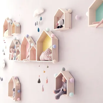 

Woodiness INS Nordic Style Pine Wood Wall Shelves For Boys And Girls Room Decor Hot Sale Children Room Decorative Wall Shelf