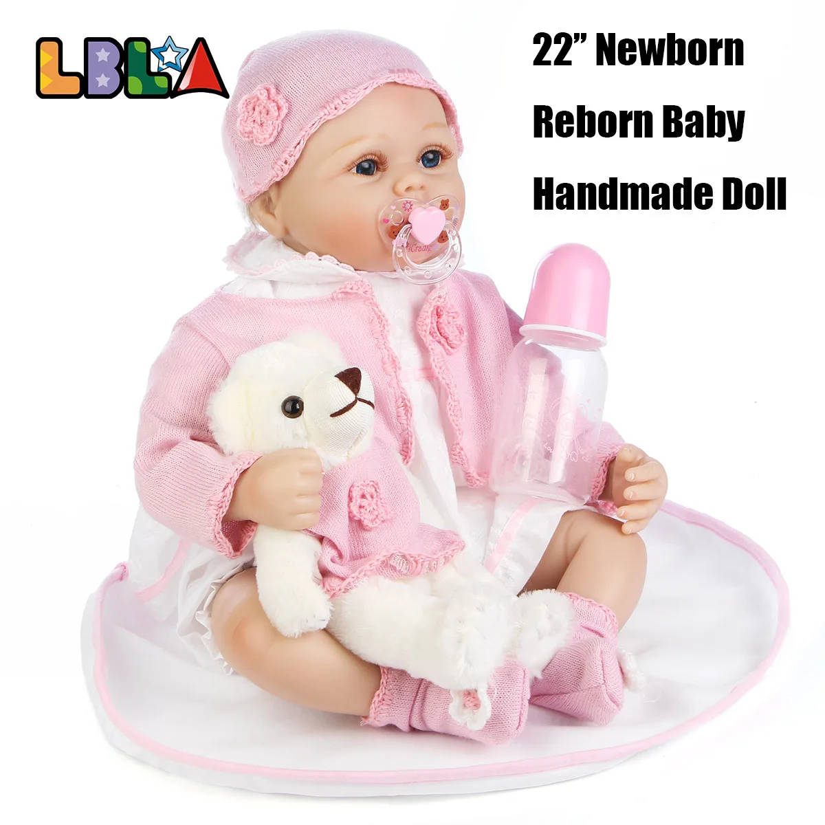 

LBLA Silicone Reborn Dolls Toy 22 Inch New Fashion 55cm Realistic Lovely Adorable Cheeks Girl Wear Dress Kids Toys for Christmas