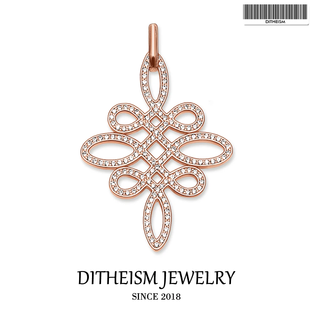 

Rose Gold Color Love Knot Charm Pendant, 2018 Fashion Jewelry 925 Sterling Silver Trendy Gift For Women Girls Fit Necklace