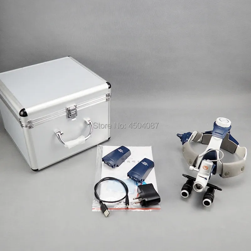 

5W LED Medical Headlight Headlamp+4.0/5.0/6.0/6.5X420mm Medical Binocular Loupe Magnifier Dental Surgical Loupe 2 Battery
