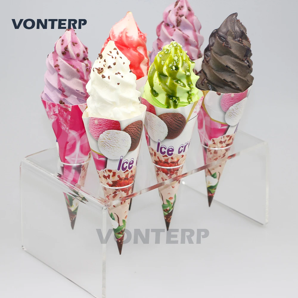 

VONTERP 1 Pcs 6 Holes Acrylic Ice Cream Cone Holder Stand/acrylic Ice Cream Crisp tube Cone Holder