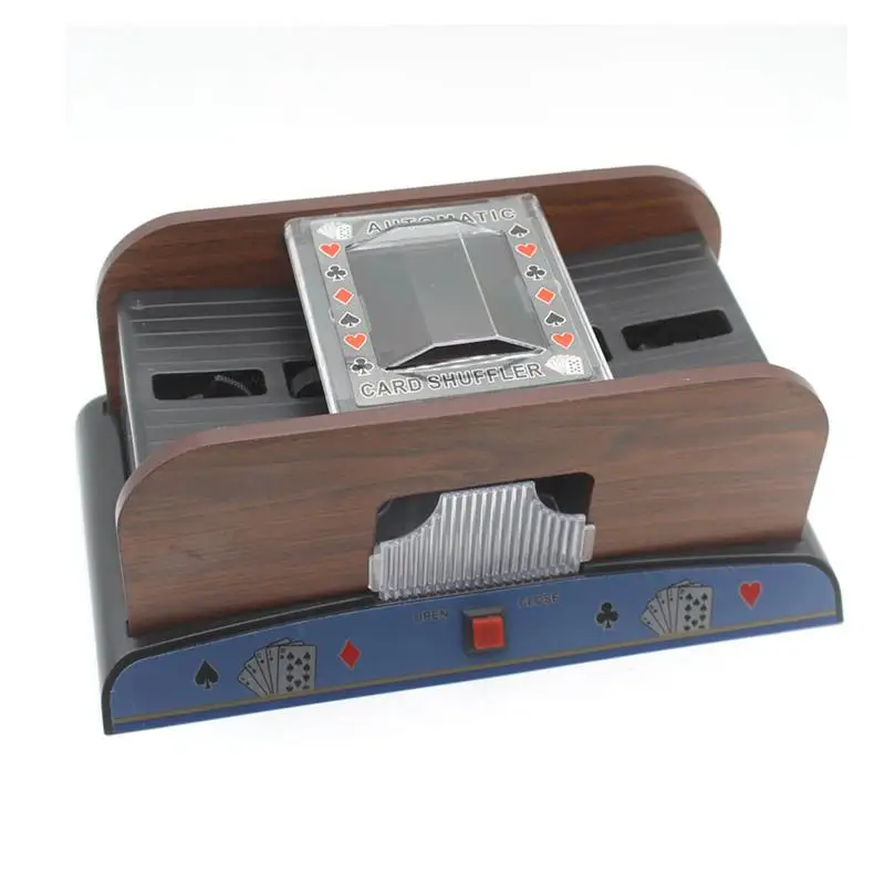 Koop Houten Card Shuffler Casino Robot 1 2 Decks Schuifelende Machine Speelkaarten Poker Shuffler Automatische Machine Apparaat Accessoires