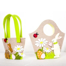Easter Rabbit Bunny Shopping Tote Cute Gift Bag Handbag Easter Decoration Kids Candy Egg Toy Gift Storage Bag B
