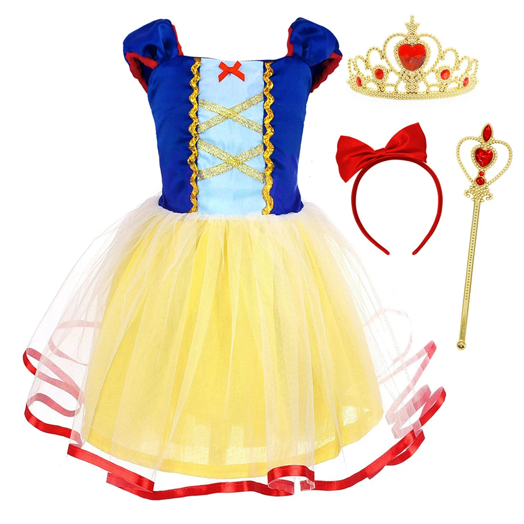

AmzBarley Girls Snow White Princess Dress Toddler Girl Birthday Party Carnival Halloween costurme Crown Accessories Ball gown