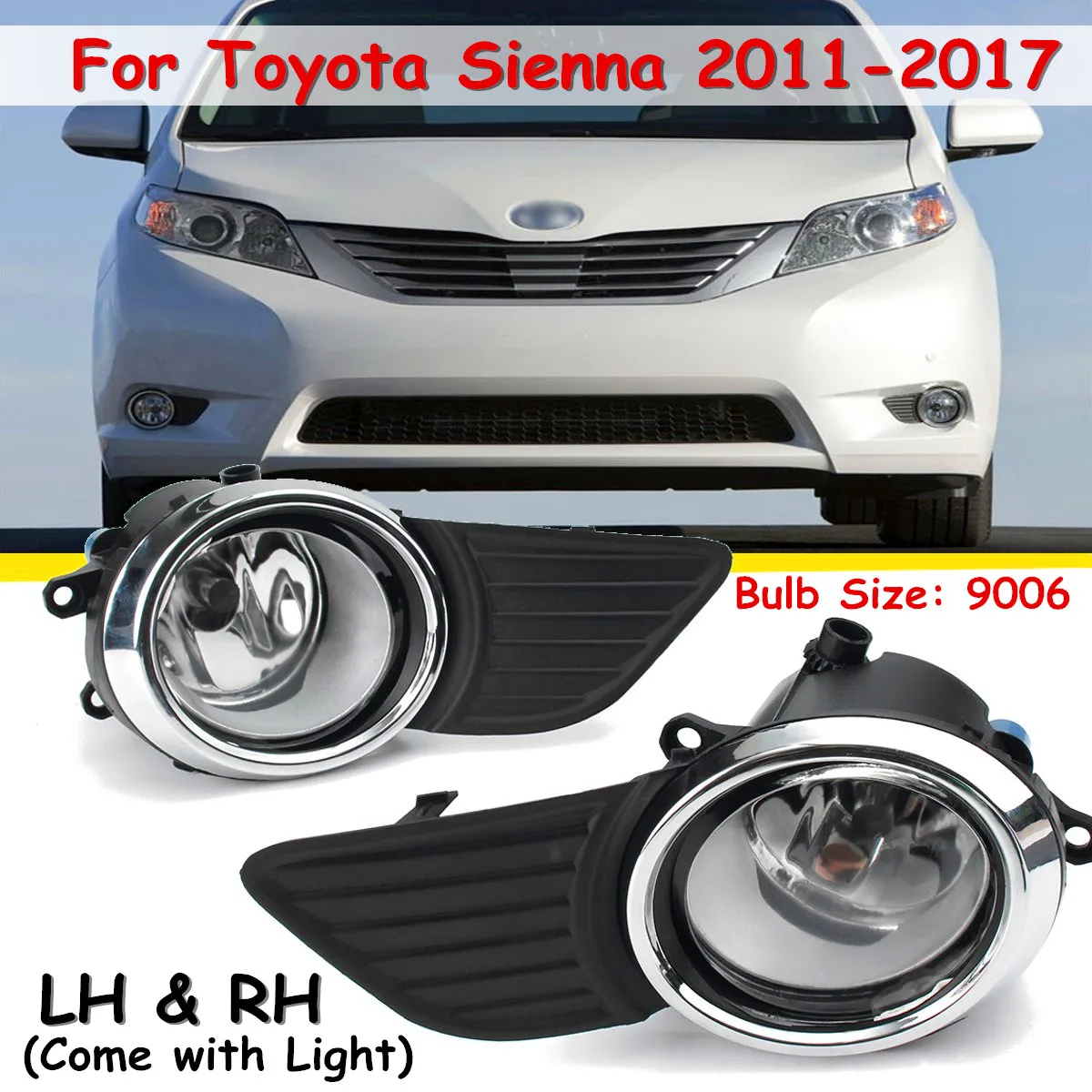 

1 Pair Bumper Driving Fog Lights Lamps Switch+Wiring Kit Set For Toyota Sienna 2011-2017