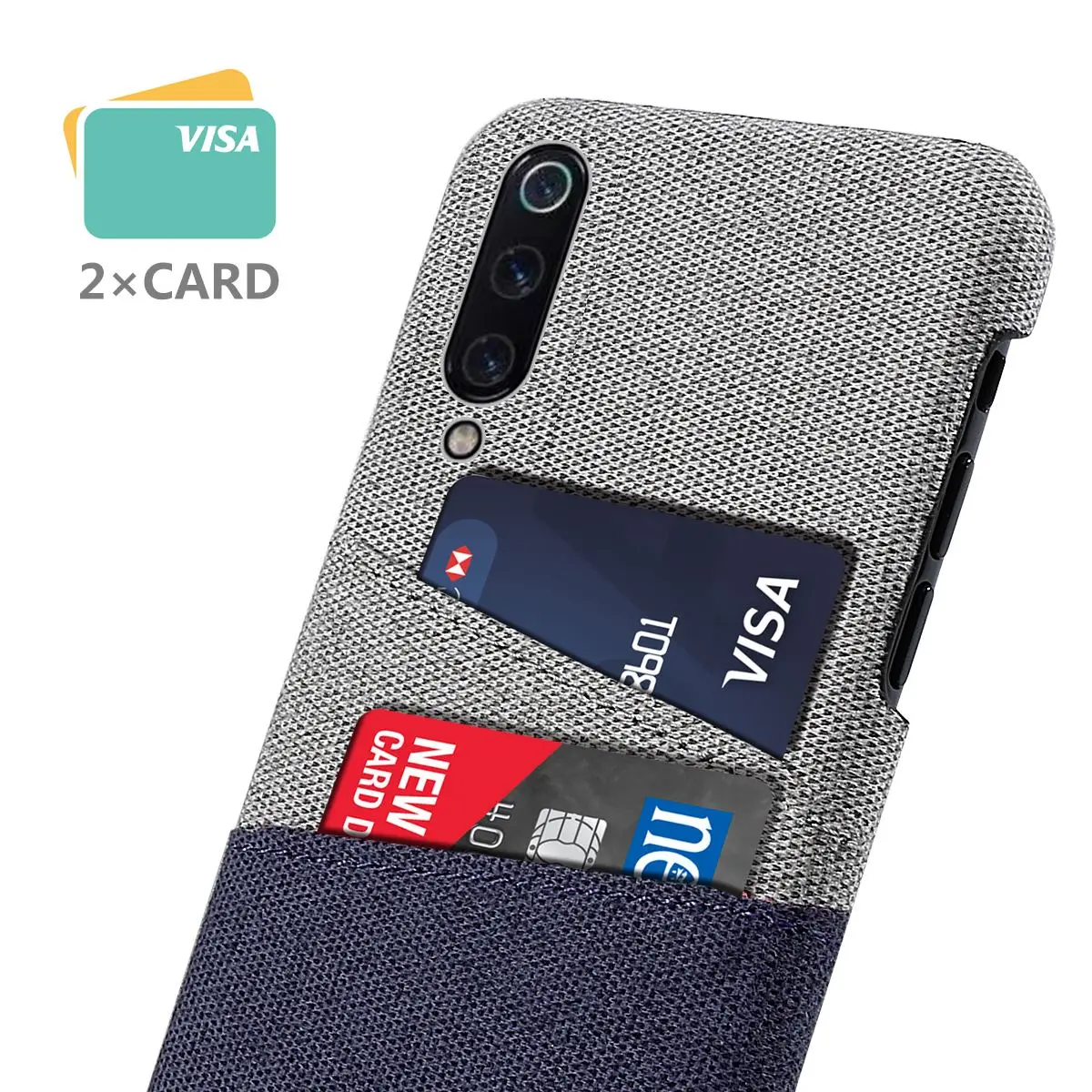 For Xiaomi Mi 9 Case Fabric Cloth Woven Cards Holder Slim Anti-Scratch Hard PC Back Cover For Xiaomi Mi9 Mi 9 SE Redmi 7 GO Case