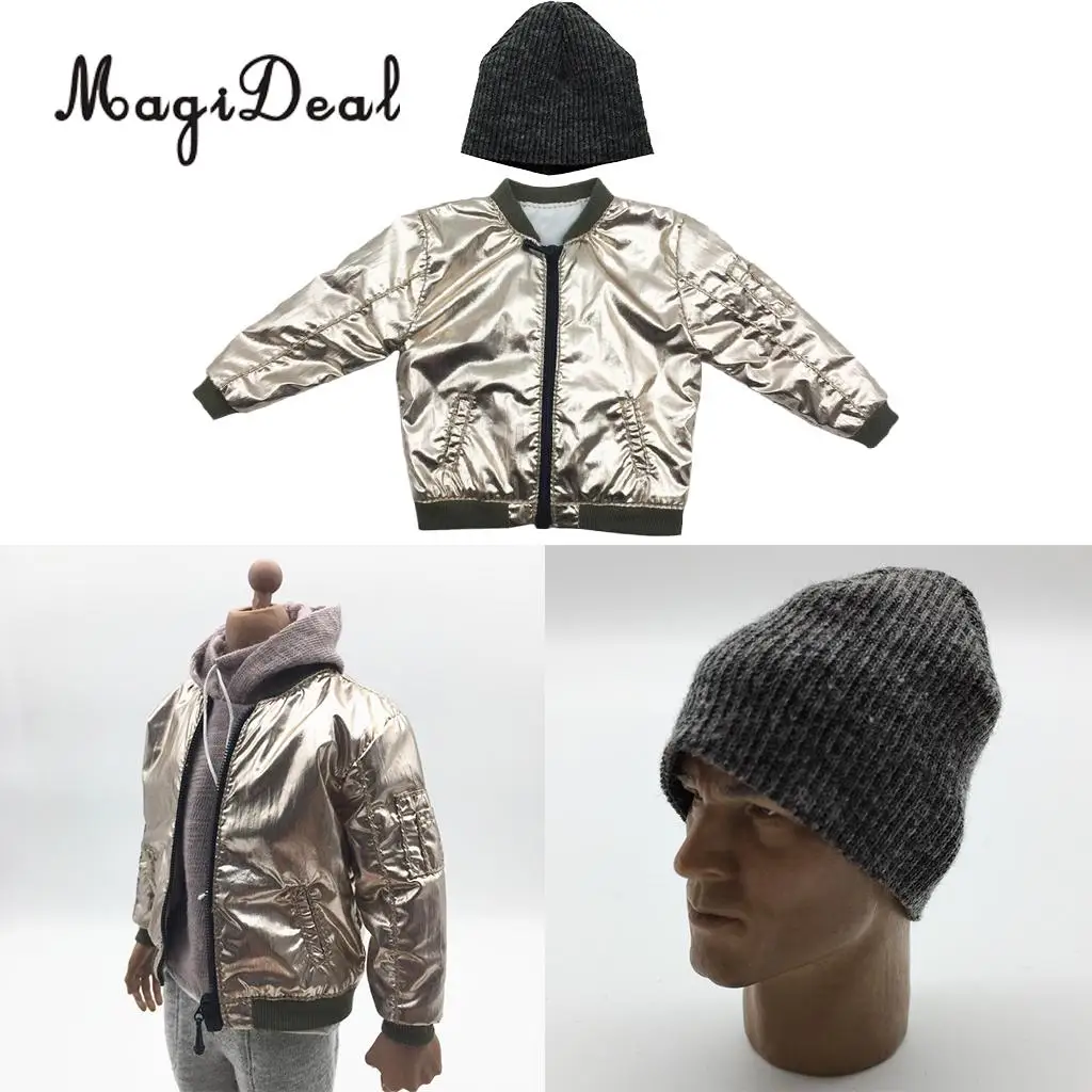 Мужская вязаная шапка MagiDeal в масштабе 1/6 с пальто для куклы экшн фигурки 12