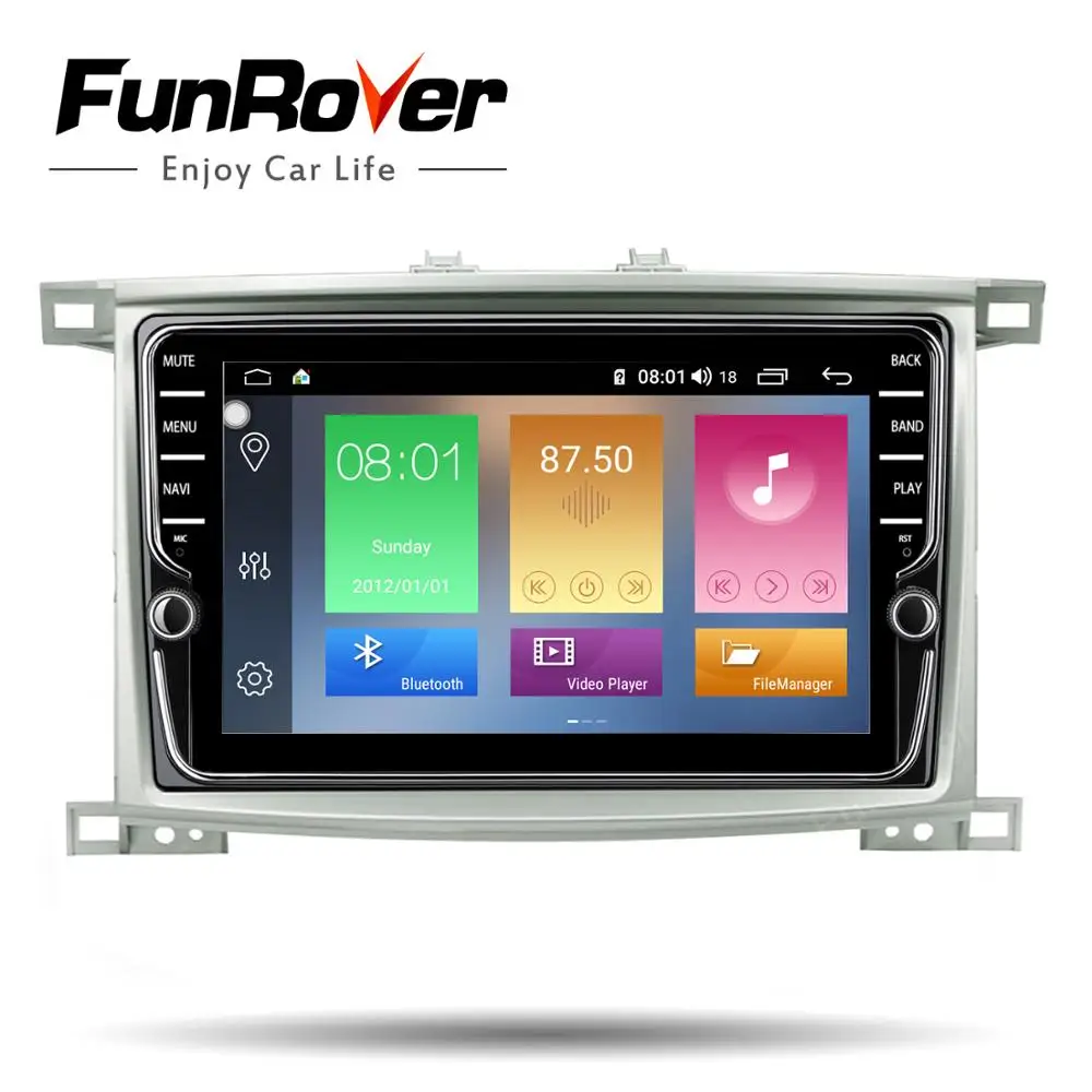 Clearance Funrover Android 9.0 Octa core Car DVD multimedia Player for Toyota LC 100 Land Cruiser 100 1998 -2006 Radio GPS DSP 4G 64G LTE 5