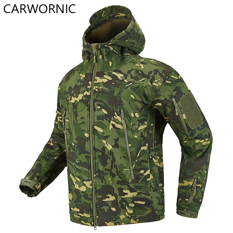 CARWORNIC Soft Shell Tactical Military Jacket Men Dropshiping Fleece Waterproof Army Multicam Camouflage Shark Skin Windbreakers | Мужская