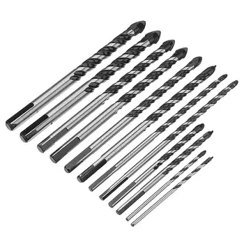

10pcs 1/8 1/4 5/16 3/8 1/2 inch Masonry Drill Bits Twist Drill Set for Tile Brick Cement Concrete New