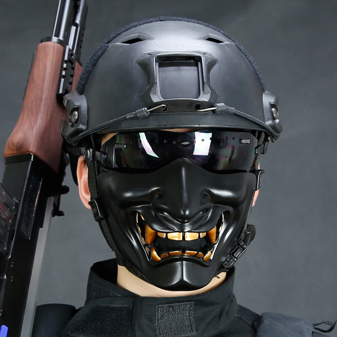 WST Battleground Devil Pattern Tactical Half Face Protective Mask for Outdoor Airsoft Halloween Cosplay Paintball Safety Items | Спорт и