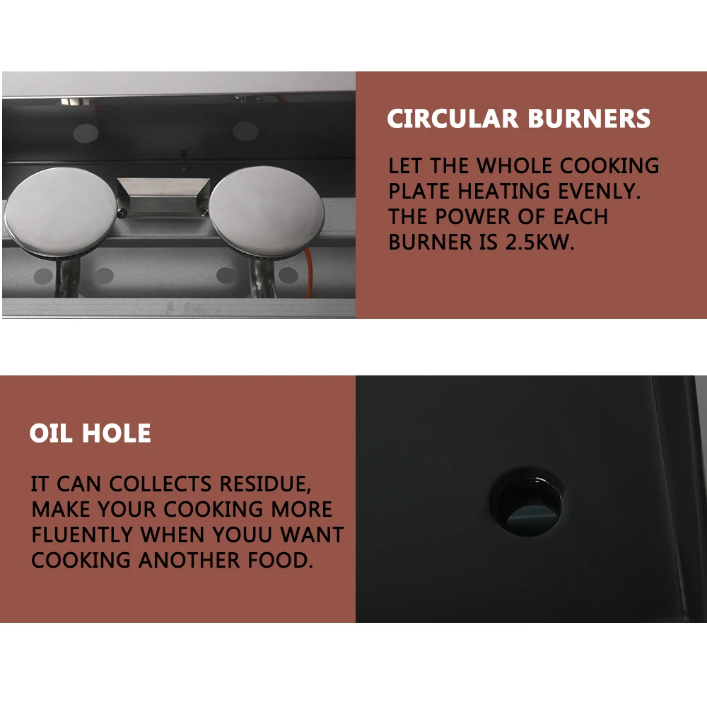 ITOP 3 Burners BBQ Grills Gas Plancha BBQ Griddle Non-stick Iron Cooking Plate Outdoor Camping Barbecue Tools CE Certification ITOP 3 Burners BBQ Grills Gas Plancha BBQ Griddle Non-stick Iron Cooking Plate Outdoor Camping Barbecue Tools CE Certification