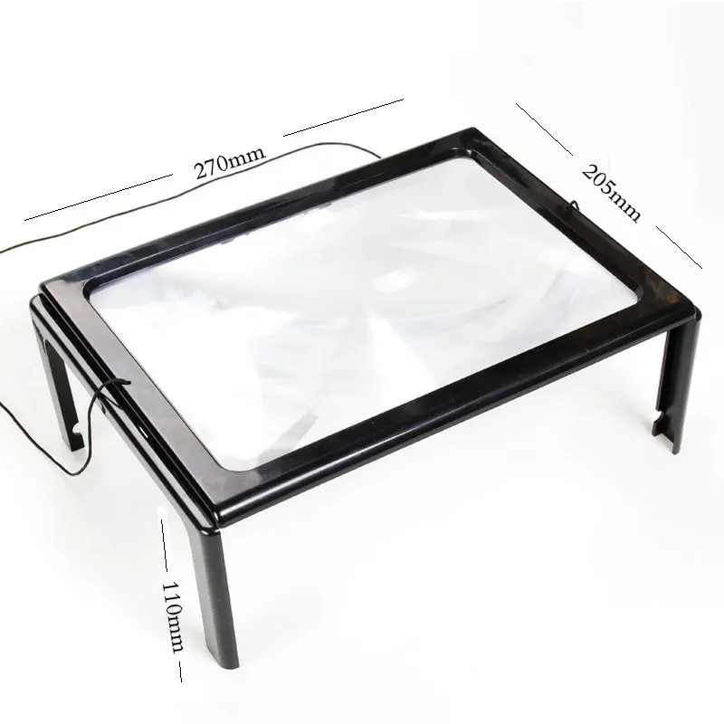 3X Hands Free A4 Size Desktop Reading Magnifier Illuminated Magnifying Glass with LED Lamps Lighting Necklace Elderly Low Vision