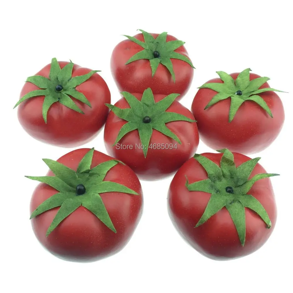 

Gresorth 6pcs Artificial Lifelike Simulation Tomato Fake Fruit Vegetable Home Party Kitchen Decoration Food Toy