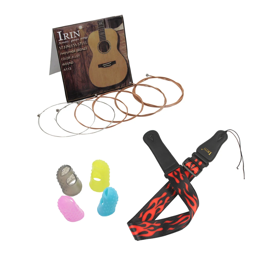 Acoustic Guitar Strap Guitar Strings Set Folk Guitar Accessories Kit