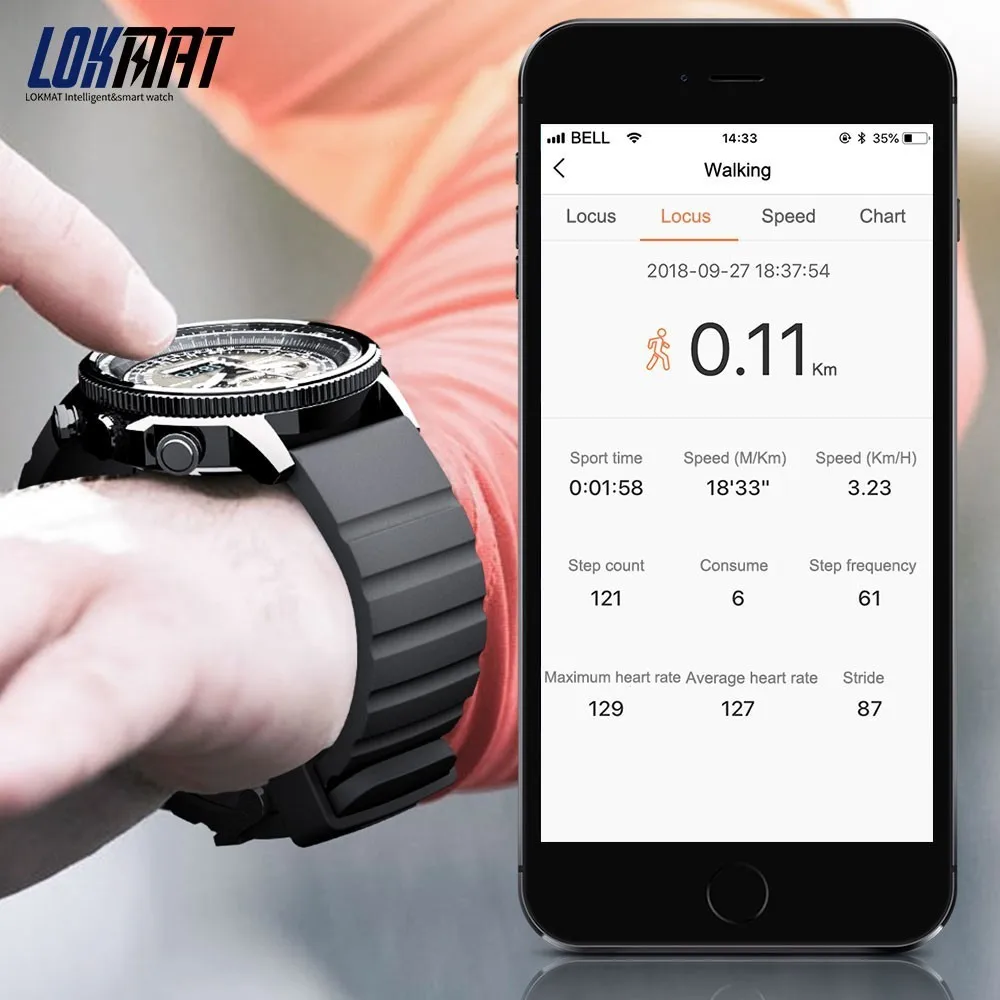 LOKMAT Bluetooth Smart Watch Sport Waterproof pedometers Information Reminder digital men clock smartwatch for ios Android phone