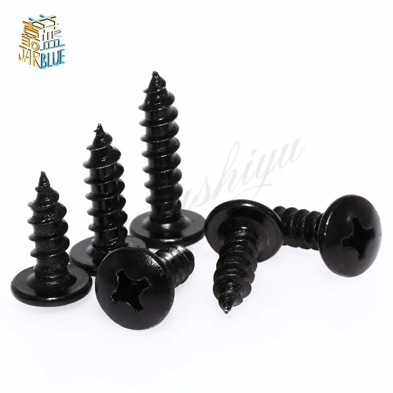 

50/100pcs M3/m4/m5 Cross Mushroom Head Black Carbon Steel Phillips Head Self-tapping Electronic Small Wood Screws