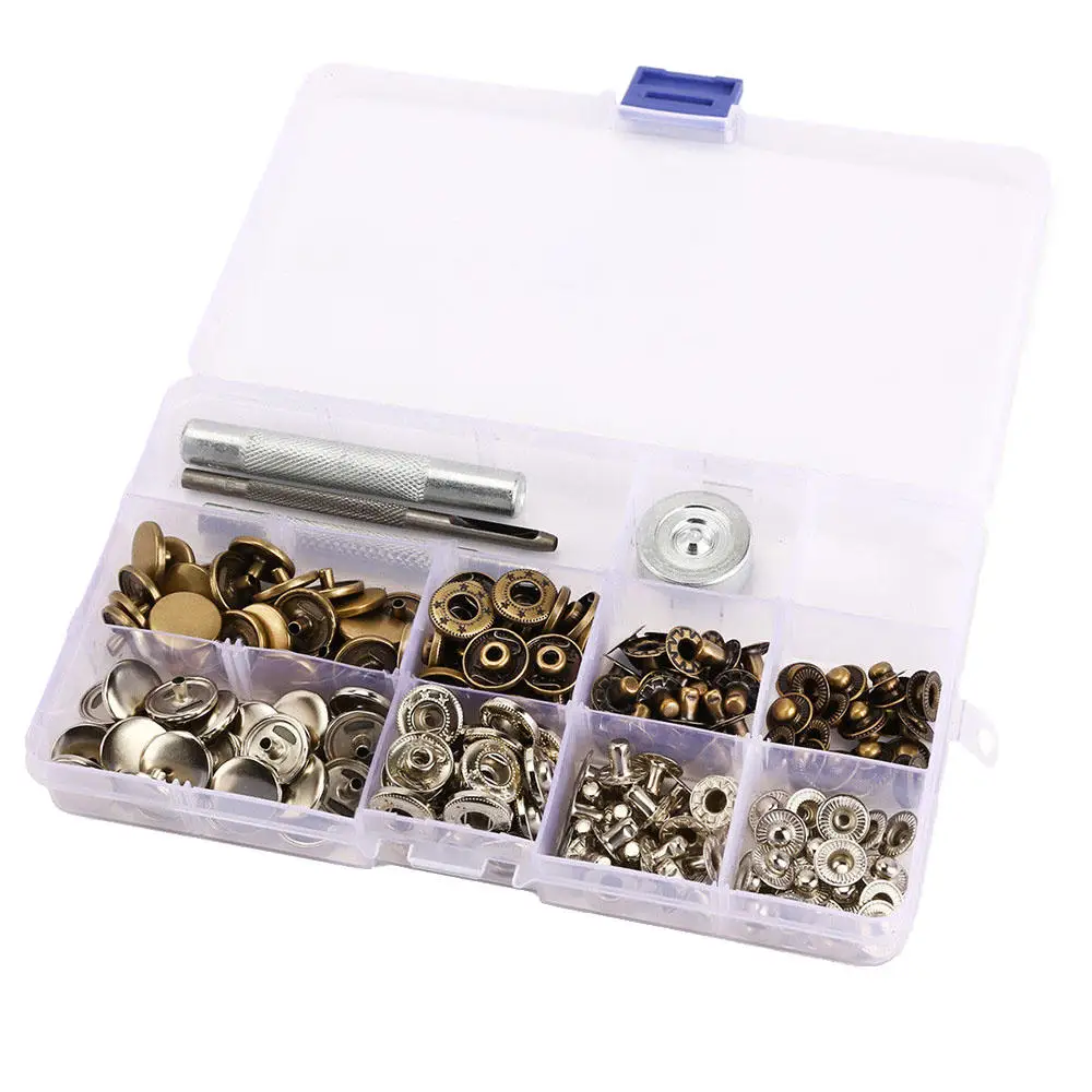 

Metal Snap Button Fasteners Press Stud For Sewing Leather Craft Clothing Sewing Poppers Tool Kit DIY Bag Supplies