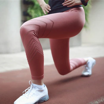 

Seamless Hollow Out Sport Leggings Women Tummy Control High Waist Fitness Yoga Pants Plus Size Workout Tights Xs-xxl