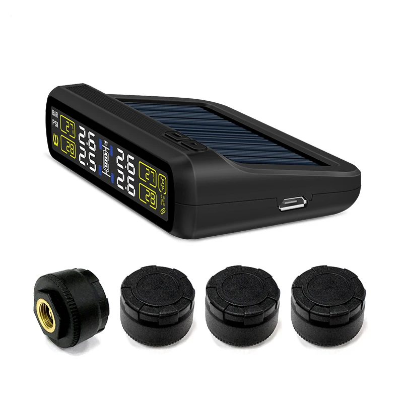 

Careud Tpms Car Auto Wireless Tire Pressure Monitoring System Solar Power Digital Lcd Color Display With 4 Sensor