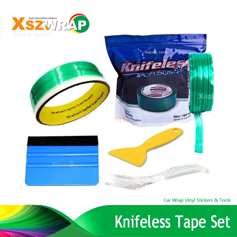 (5 шт./компл.) 50 м/164 'рулоны 9 мм Tri Line Knifeless Tape + 5 м линия дизайна Ракель нож для