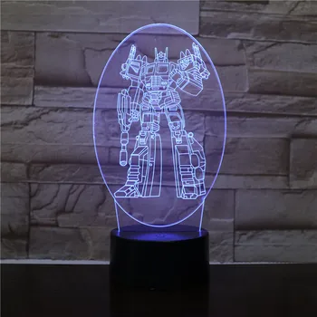 

3D Cool Optimus Prime Character Boy Gift Transformers Illusion Desk Table RGBw Led Night Light Colorful Lamparas Lamp 1909