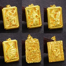 Вьетнамские аллювиальные золотые талисманы Будда Дизайн Большие Квадратные Подвески в виде дракона для изготовления ювелирных изделий