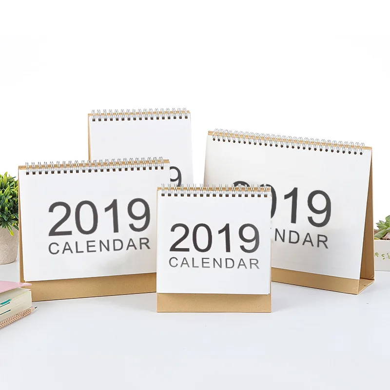 EZONE 2019 Calendar Creative Simple Style Calendar Coil Loose-Leaf Daily Monthly Plan Notepad Table Calendar Office Stationery