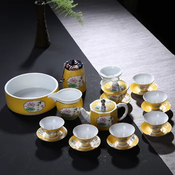 

Grilled Flower Ceramics Kung Fu Tea Have Grilled Kiln A Complete Set Tureen Teapot Teacup Tea Pot Set Group Tea Set Suit