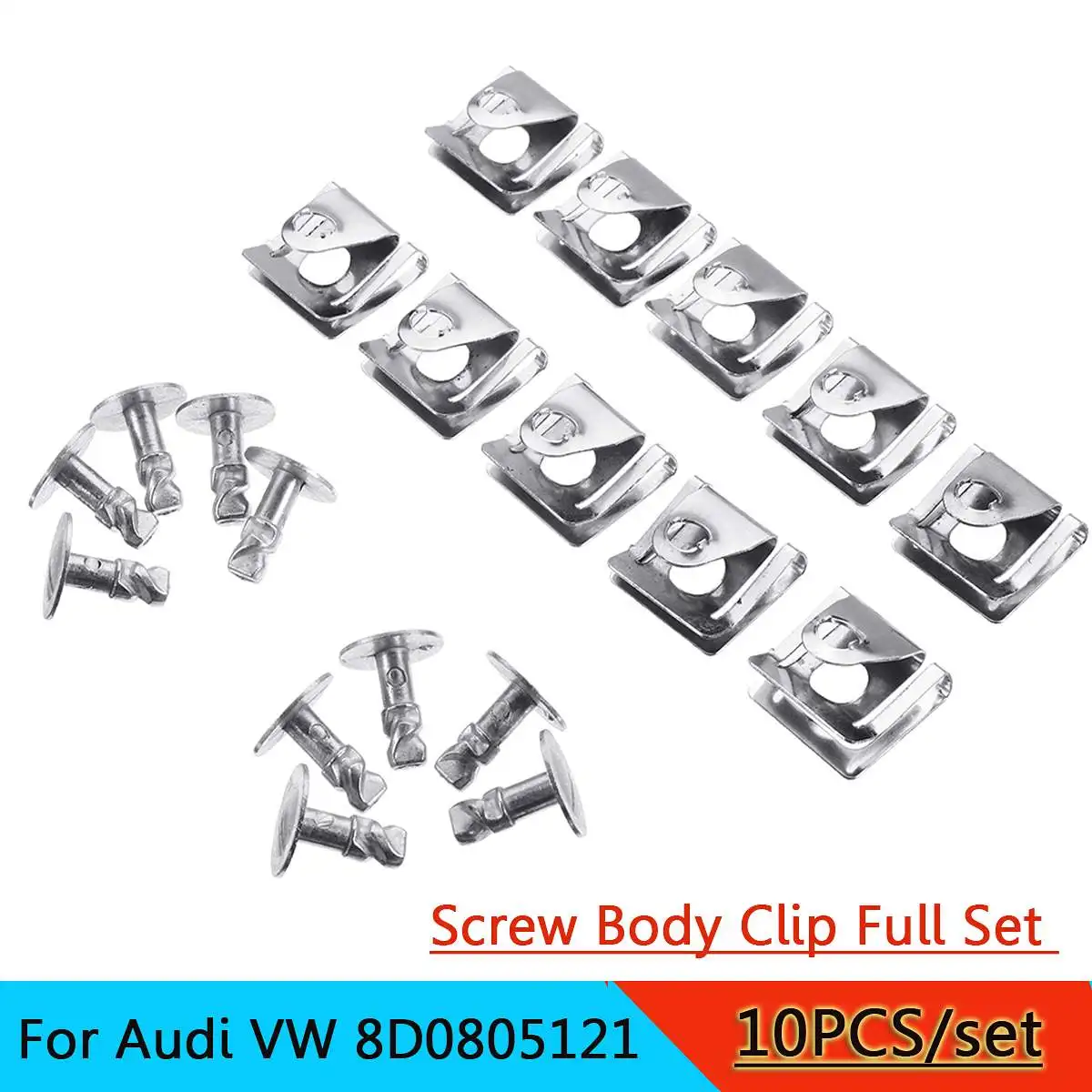 

10 Set Car Under Engine Cover Kit Screw Body Clips Full Set for Audi A6 for Volkswagen VW Passat B5 8D0805121