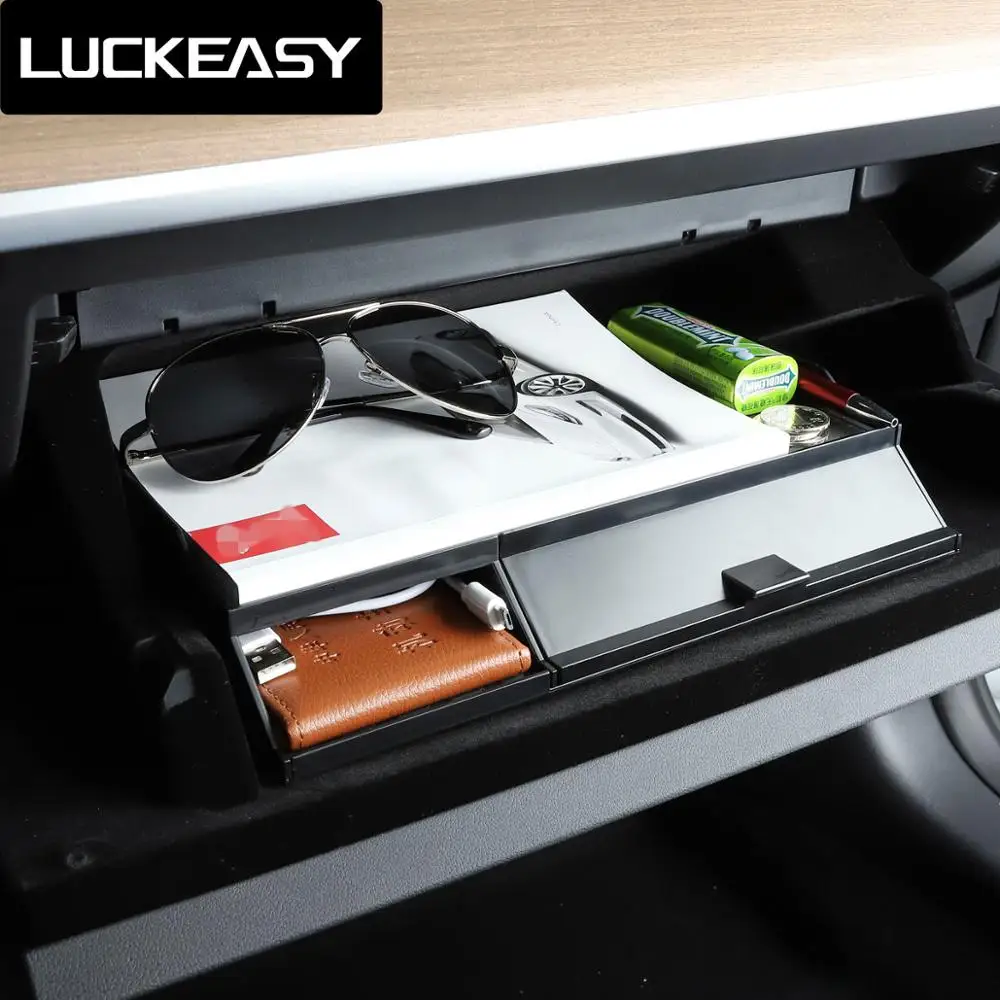  LUCKEASY for Tesla Model 3 2018-2019 Car Central armrest Box Stowing Tidying Glove Box Double Store