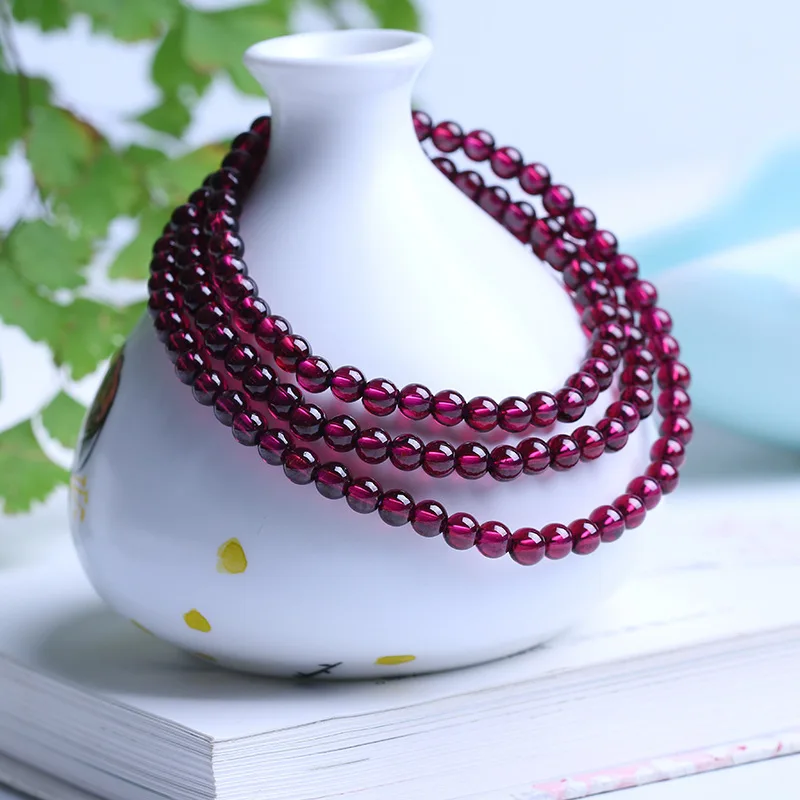 

Garnet Bracelet Natural Wine Red Brazil Garnet Bracelets Beads Women Vanves Single-Layer a Generation of Fat
