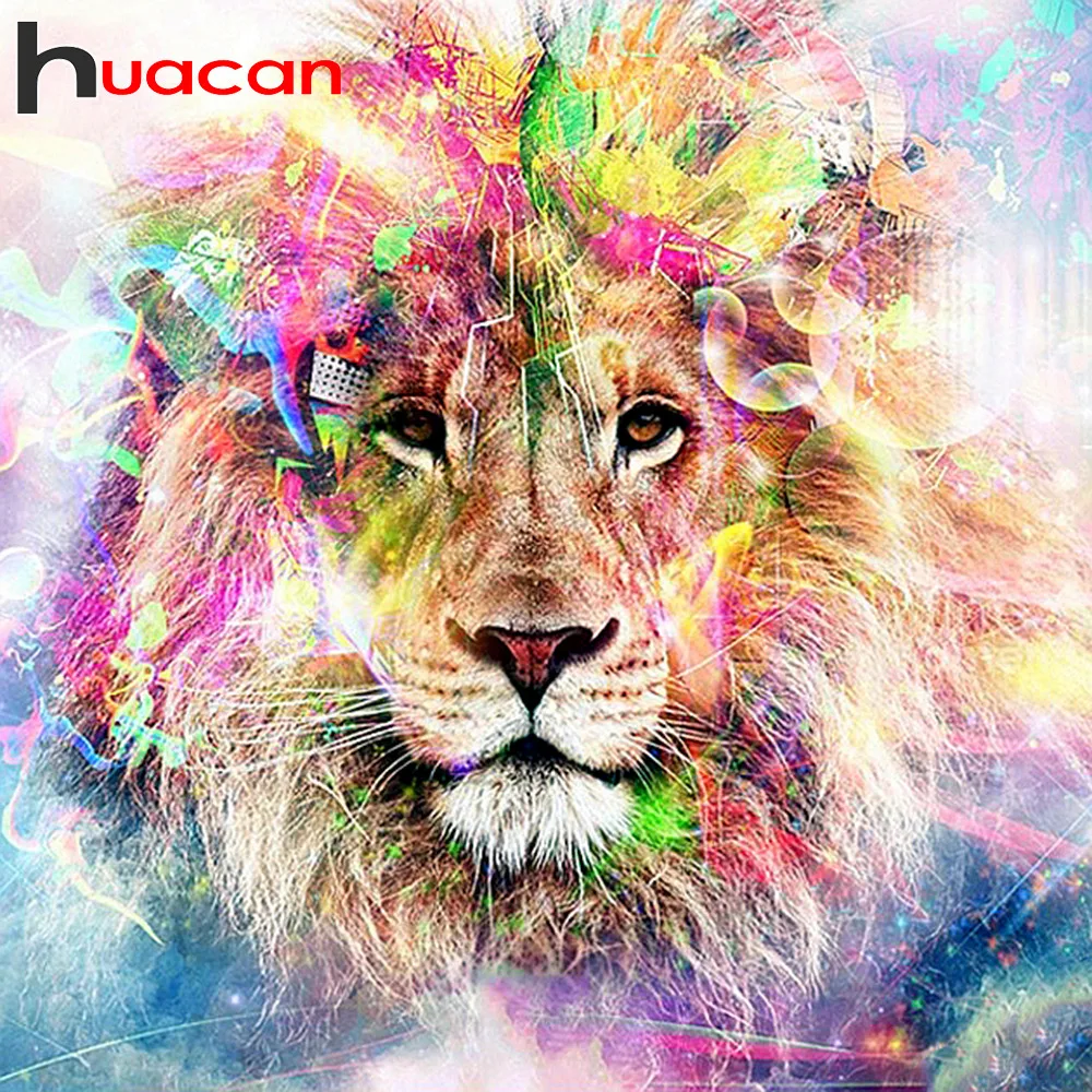 Huacan 5d Diamond Schilderen Volledige Boor Vierkante Leeuw Diy Dier Diamant Borduurwerk Verkoop Pictures Met Strass|Diamond Schilderen Kruissteek| - AliExpress