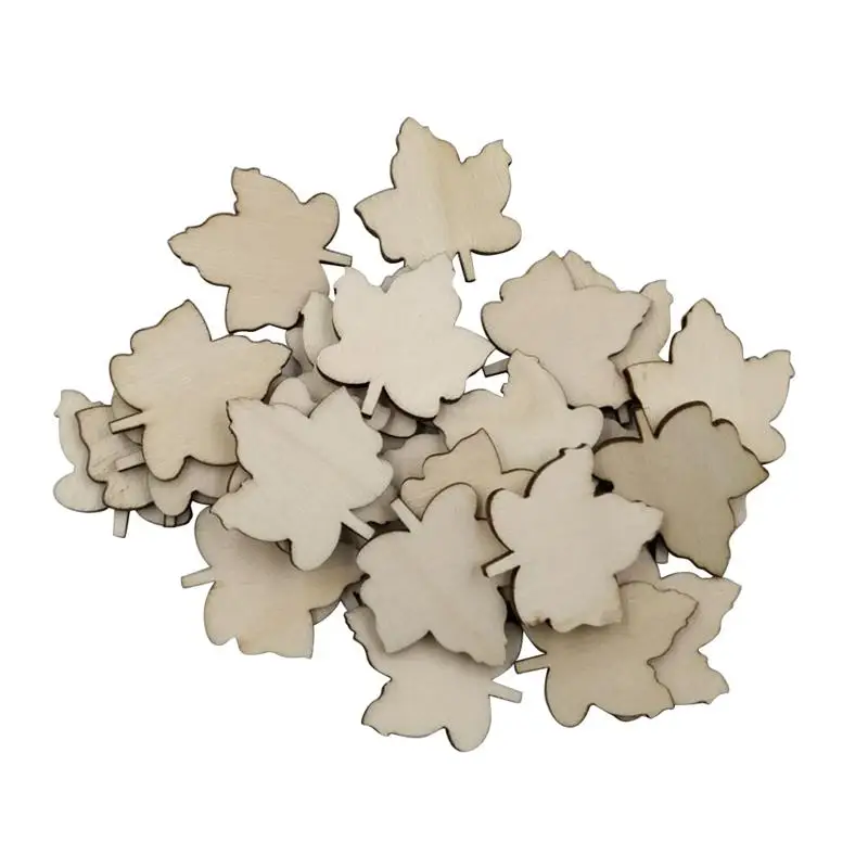 

50pcs Wooden Maple Leaf Manual Accessories Craft Embellishments Wooden Slices Christmas Ornament Home Decoration Wood DIY Crafts