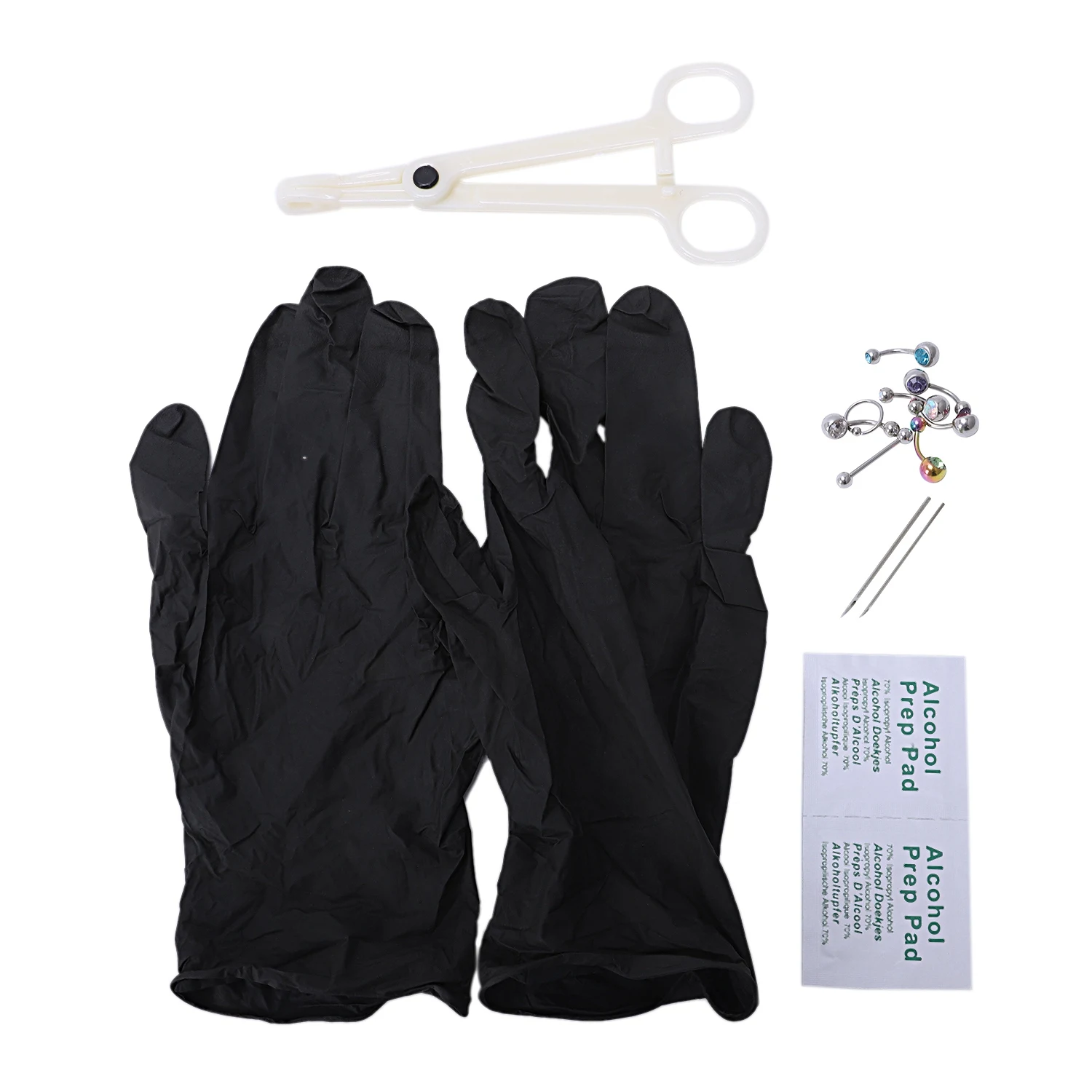

Stainless Steel Professional Body Piercing Kit Belly Button Rings Tongue Rings Set, style 2